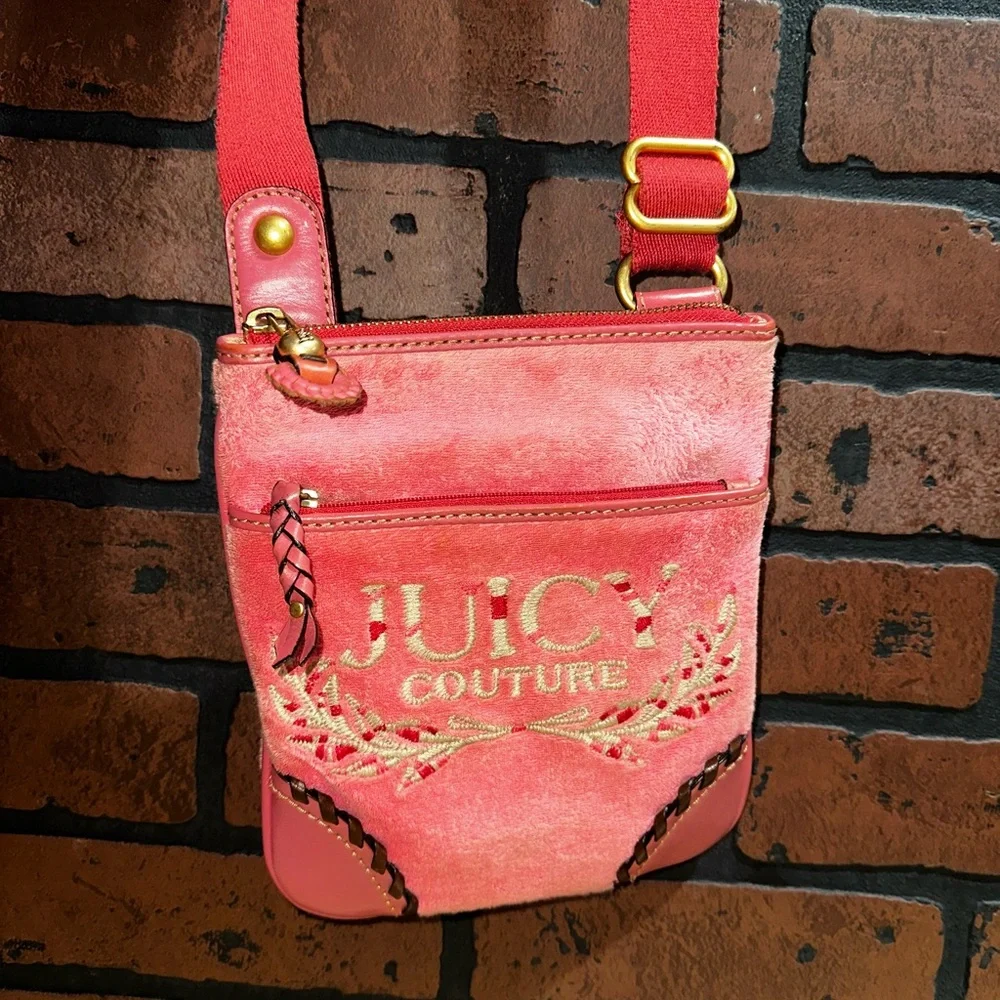 Pink Juicy Couture Purse Crossbody Bag Terry Cloth Vintage Y2K
